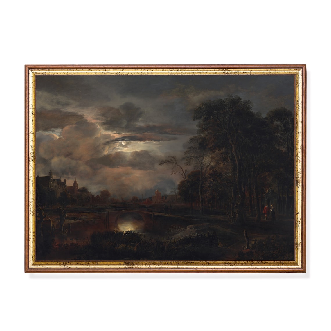 Vintage Moonlit Landscape, Dark Academia Art Print