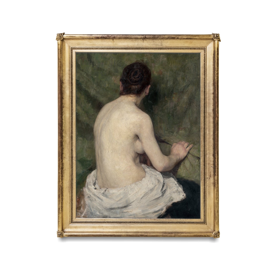 Seated Nude Woman from Behind with Draped Cloth Classic Art Poster - Image 2