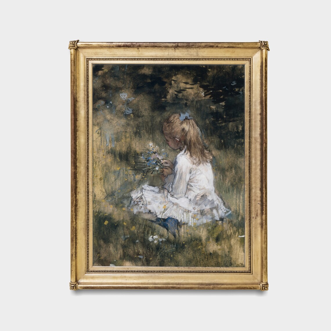 Vintage Girl Portrait With Flowers, Rustic Art Print - Image 2