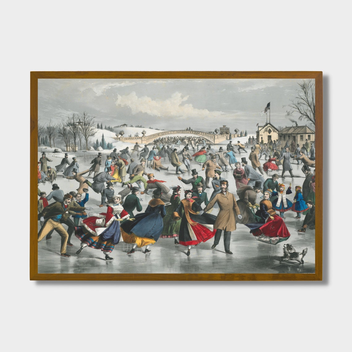 Victorian Ice Skaters at Central Park Winter 1862 Lithograph Poster - Image 4