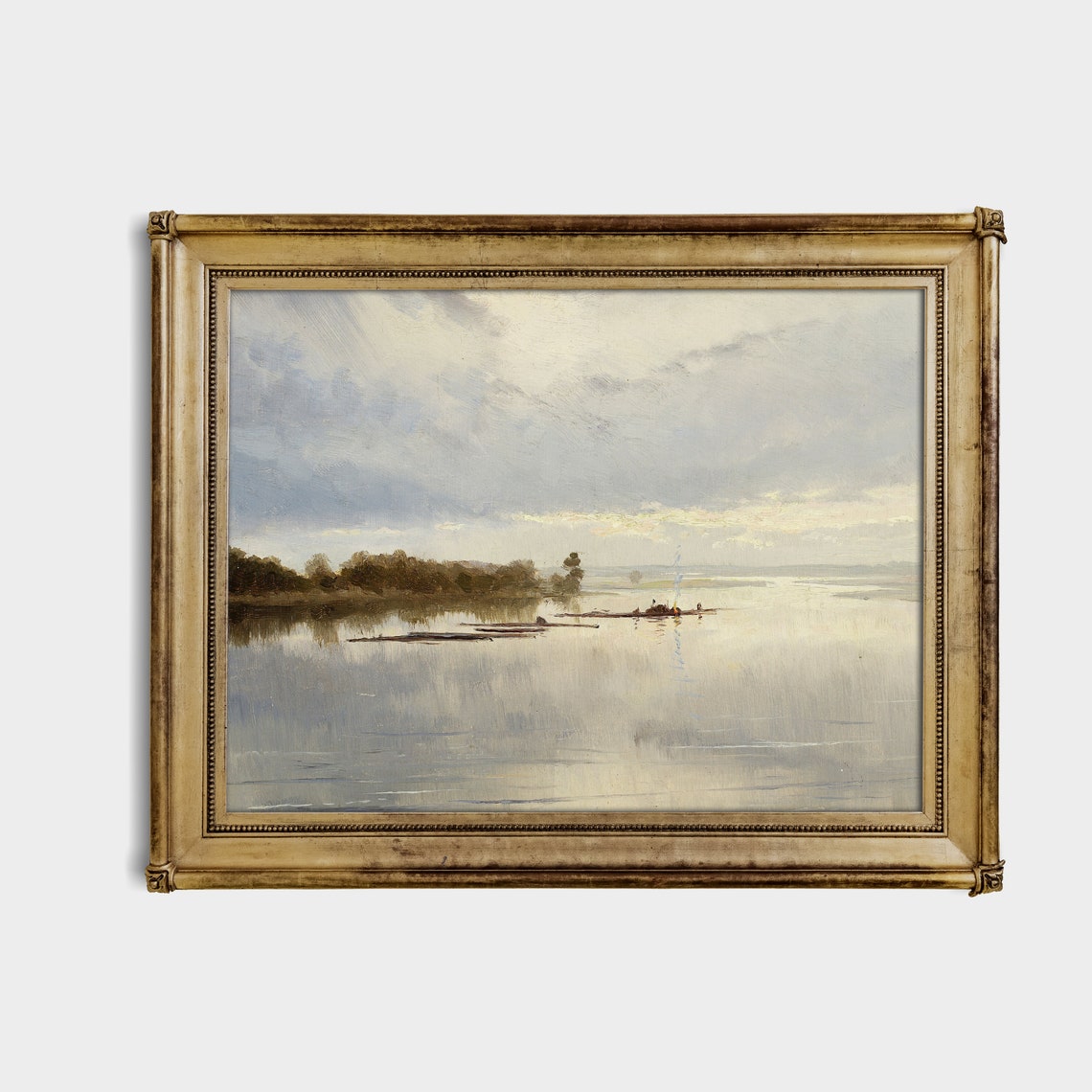 Serene Wide River At Dawn Calm Water Vintage Landscape Art Poster - Image 2