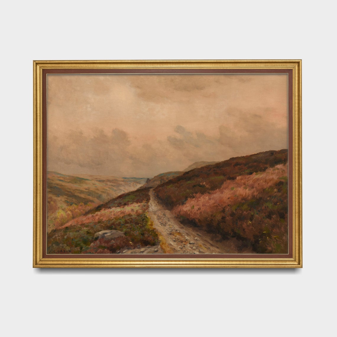 Rocky Path Through Heather Moor Hills Vintage Landscape Poster - Image 3