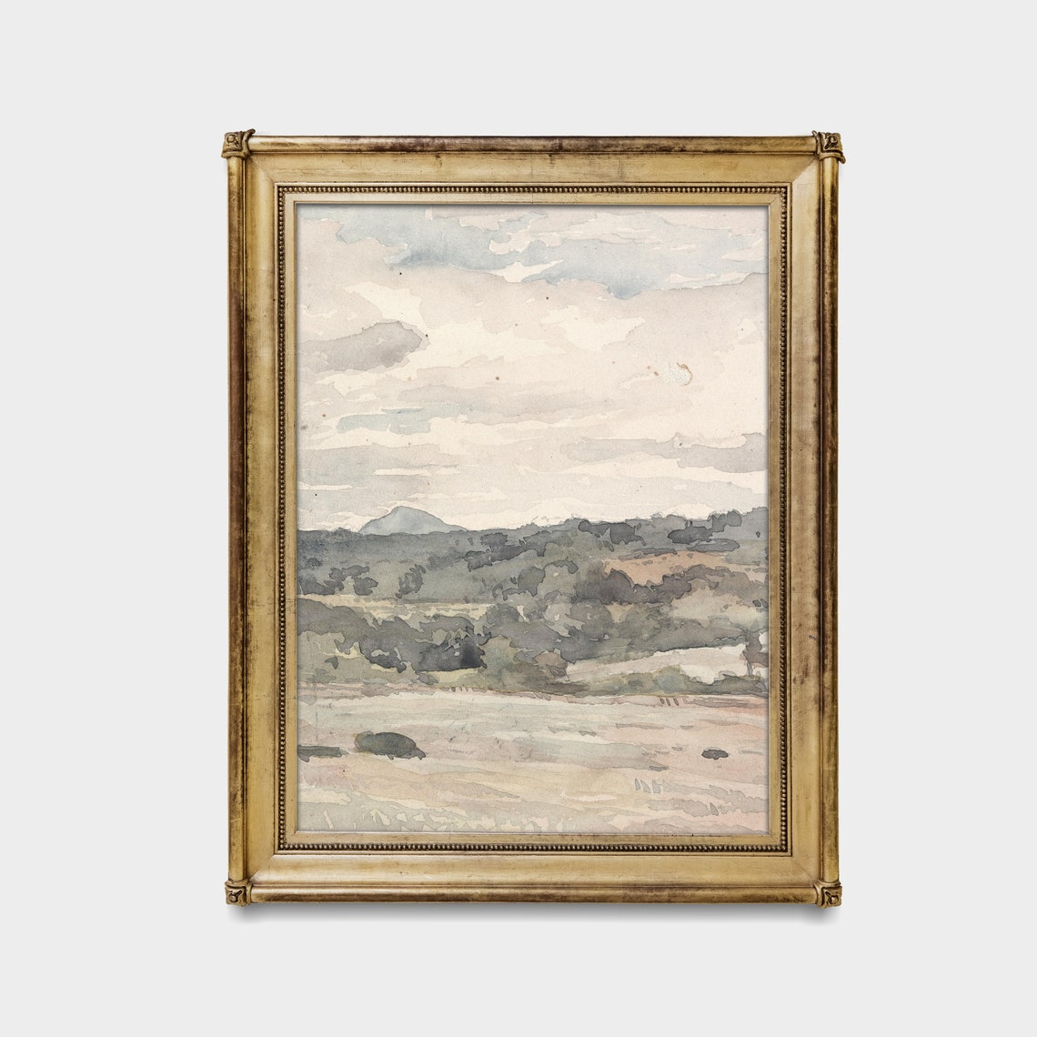Soft Watercolor Hills with Distant Mountain Neutral Art Poster - Image 4