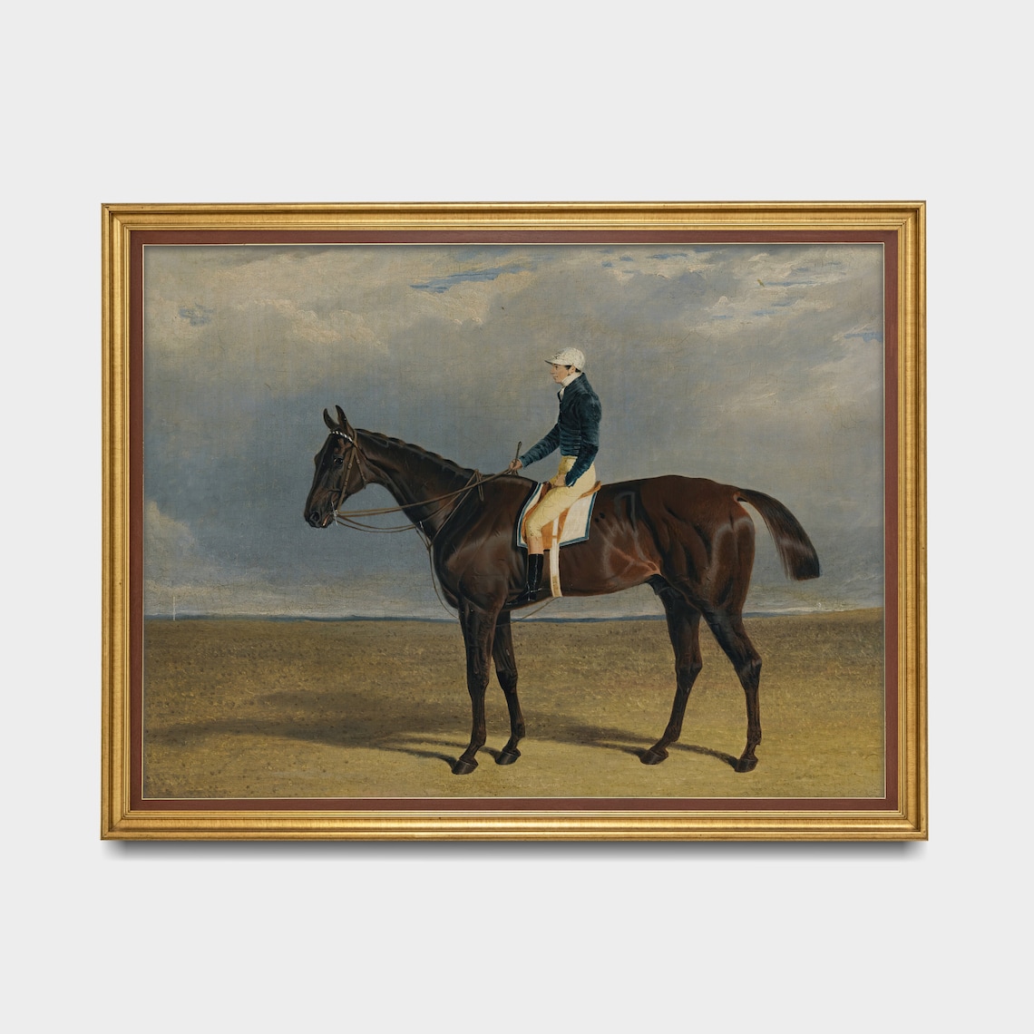 Jockey on a Bay Racehorse at the Track Vintage Sporting Poster - Image 3