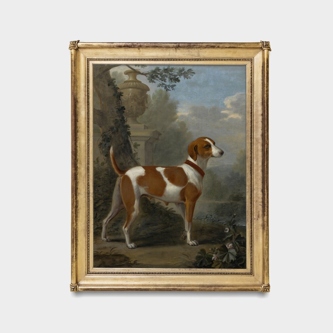 Foxhound in a Classical Garden Landscape Vintage Dog Art Print - Image 2