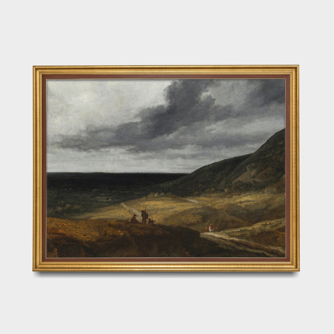 Atmospheric Dark Moody Valley with Travelers on a Path Poster - Image 3