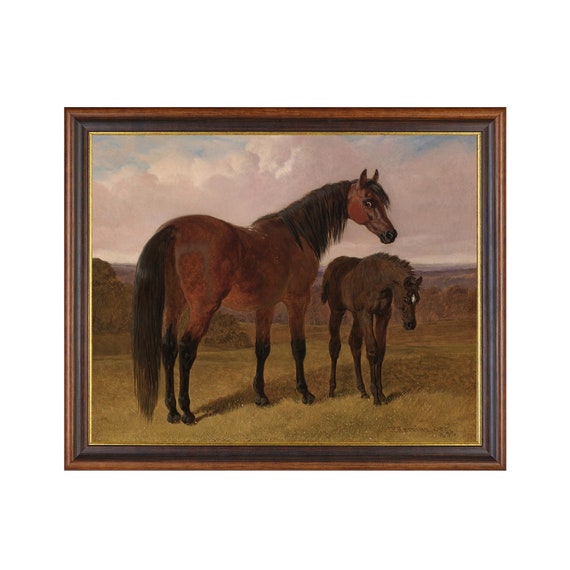 Mailed Print Vintage Horses Painting Two Horse Print Moody Rustic Artwork Horse Lover Gift Farmhouse Decor Printed And Shipped