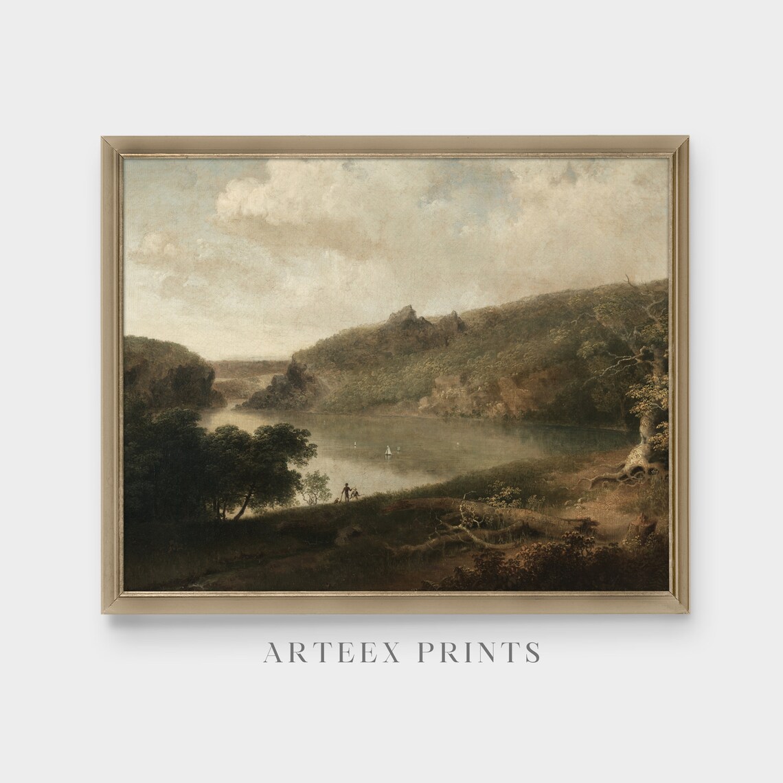 Vintage Lake Landscape, Rustic Farmhouse Art Print - Image 3
