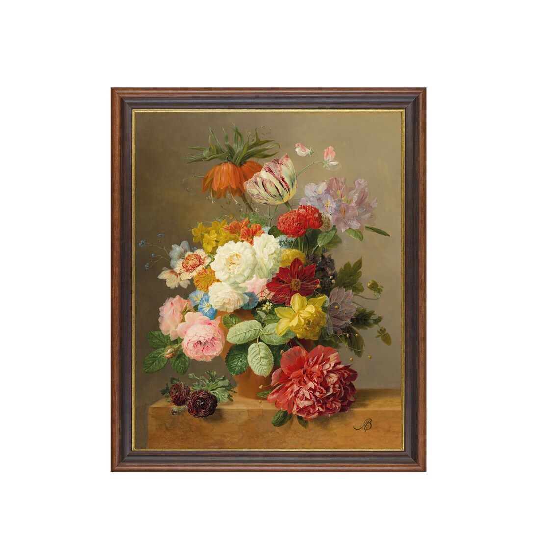 Dutch Still Life Bouquet With Roses and Tulips in a Vase Poster
