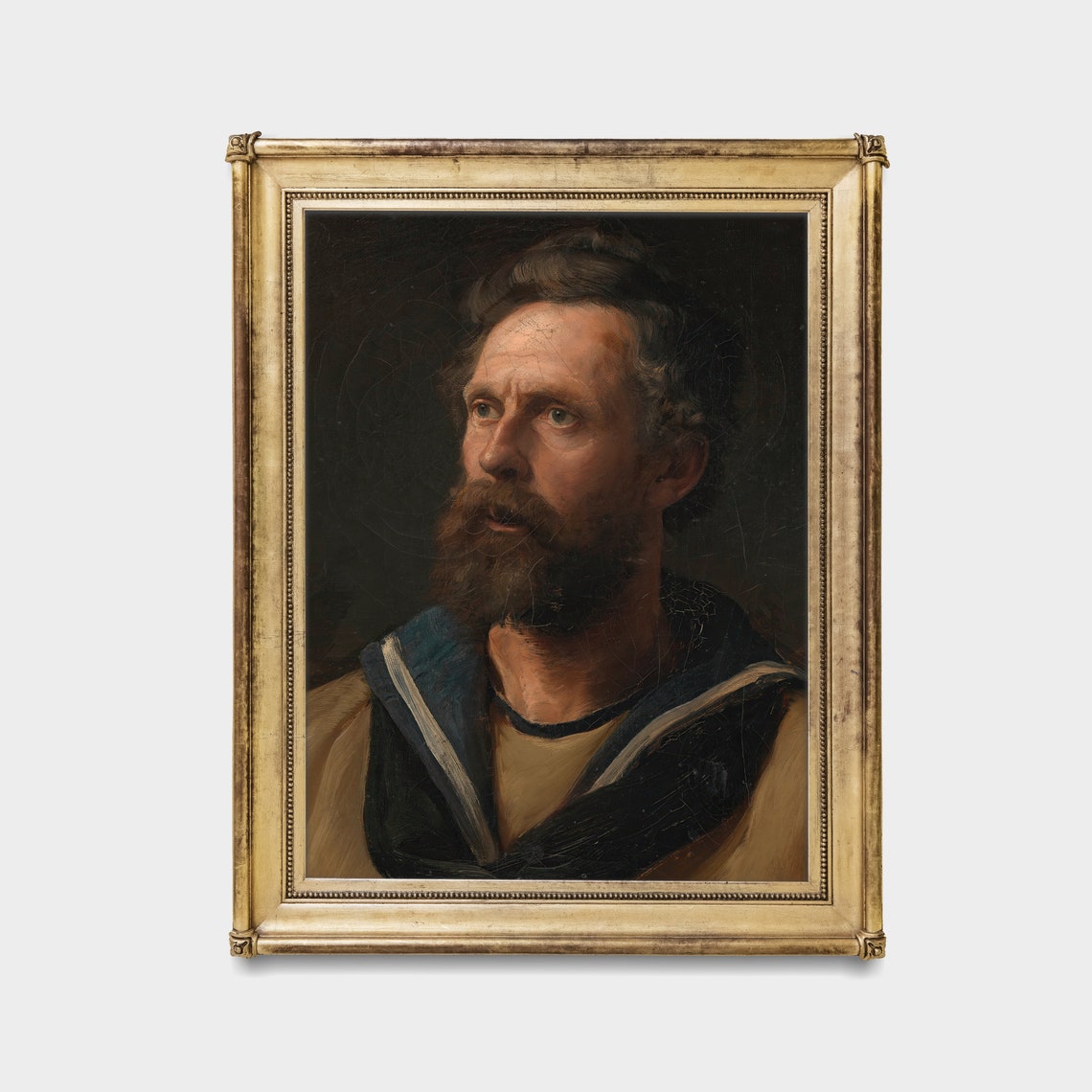 Bearded Sailor In Navy Collar Looking Skyward Antique Portrait Poster - Image 4