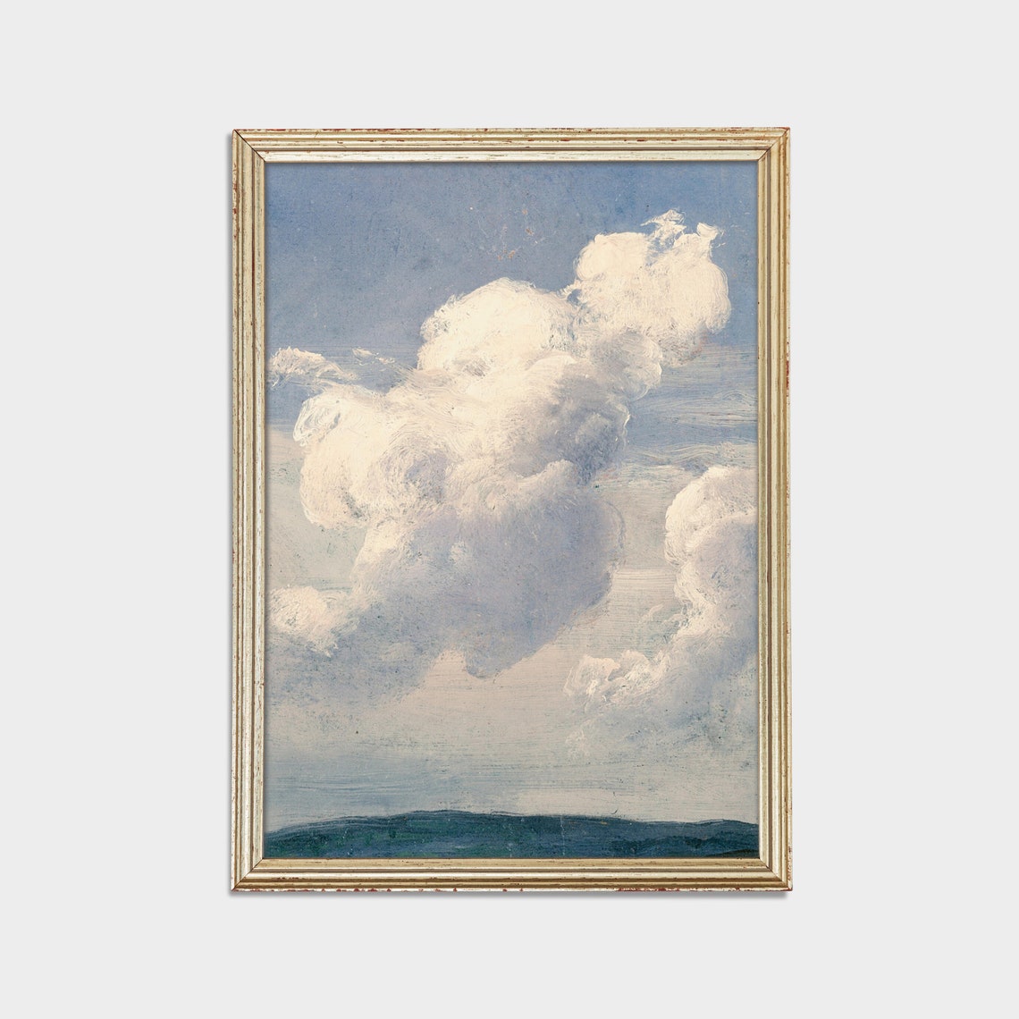 Vintage Cloud Study Oil Painting of Billowing White Clouds Poster - Image 3