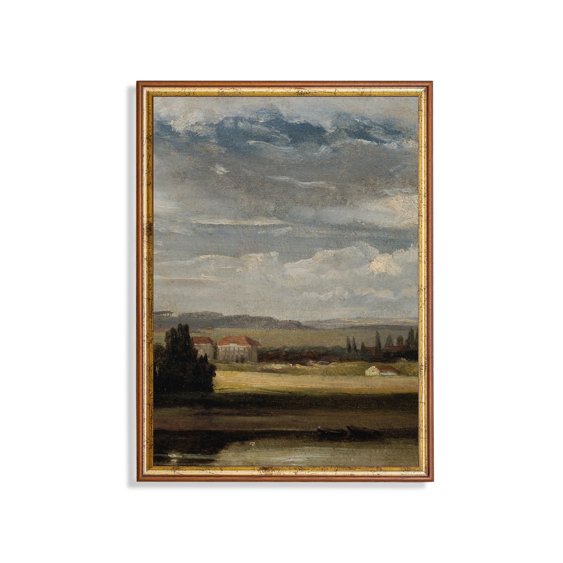 Vintage Country Landscape, Rustic Farmhouse Art Print