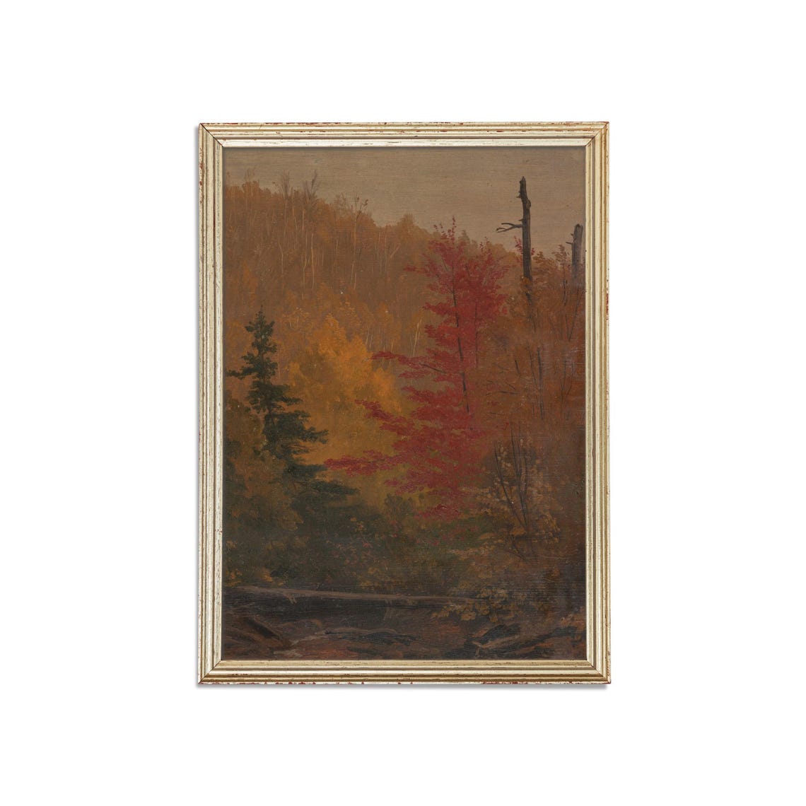 Blazing Red Maple Tree in Golden Autumn Woods Vintage Forest Poster - Image 3