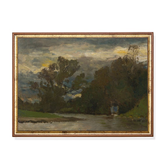 Printed And Shipped Landscape Painting Vintage Wall Art Antique Country Decor Moody Rustic Print Nature Scenery Artwork Fine Art