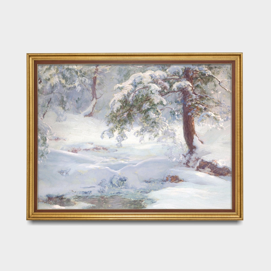Snow-Laden Pines in a Quiet Winter Forest Vintage Art Poster - Image 3