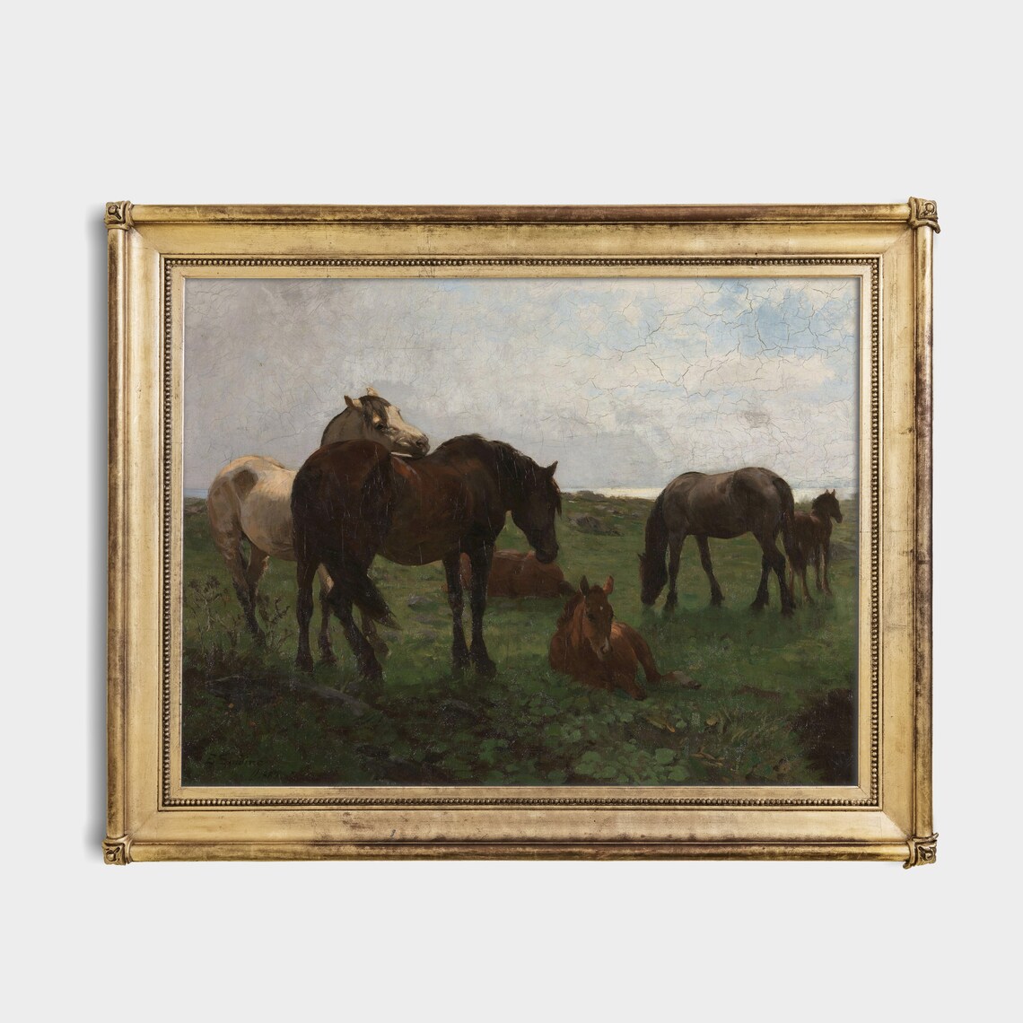 Vintage Horses Painting, Antique Equestrian Art Print - Image 4