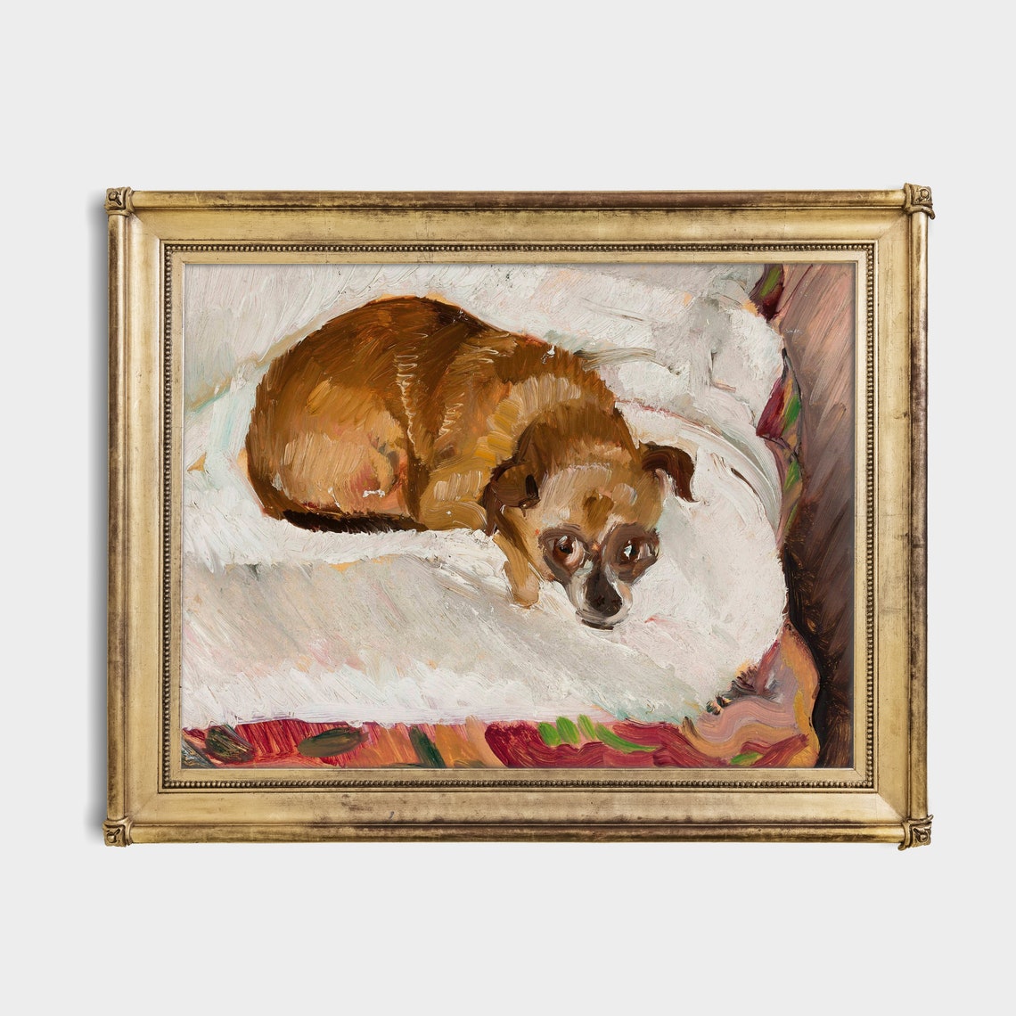 Printed And Shipped Lying Dog Painting Vintage Print Antique Animal Print Oil Painting Art Farmhouse Decor Physical Prints - Image 2