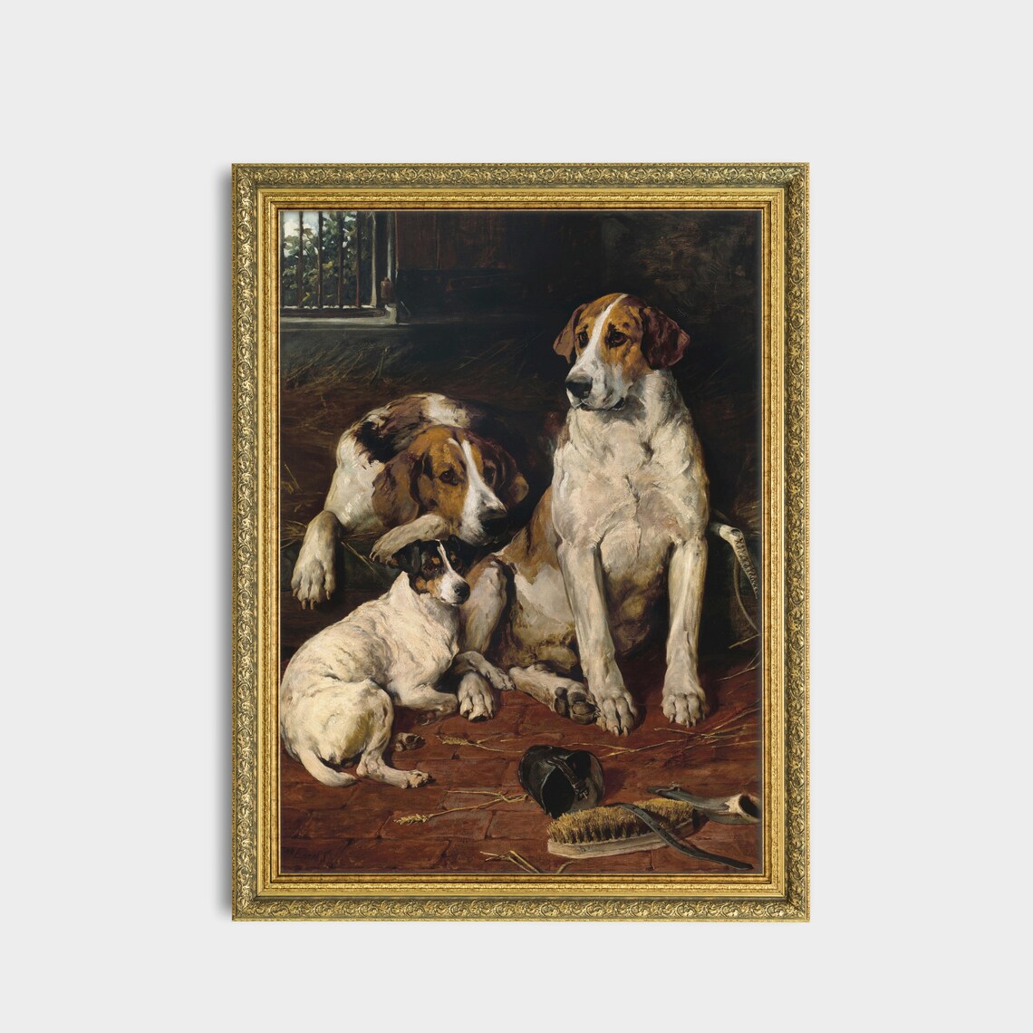 Vintage Dog Painting, Antique Hounds and Terrier Art Print - Image 3