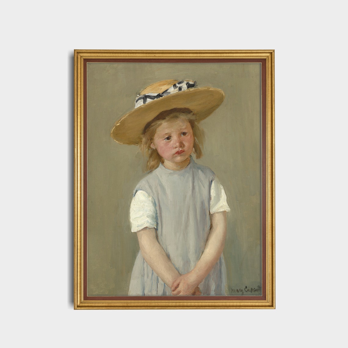Child in a Straw Hat by Mary Cassatt Impressionist Portrait Poster - Image 5