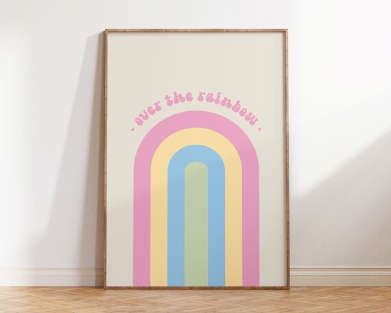 Danish Pastel Rainbow Print Retro Funky Colorful Wall Art Groovy Room Decor Cute Art Print