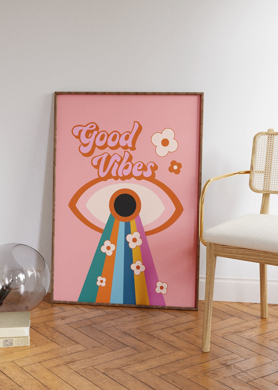 Good Vibes Rainbow Print, Retro 60s 70s Decor - Image 2