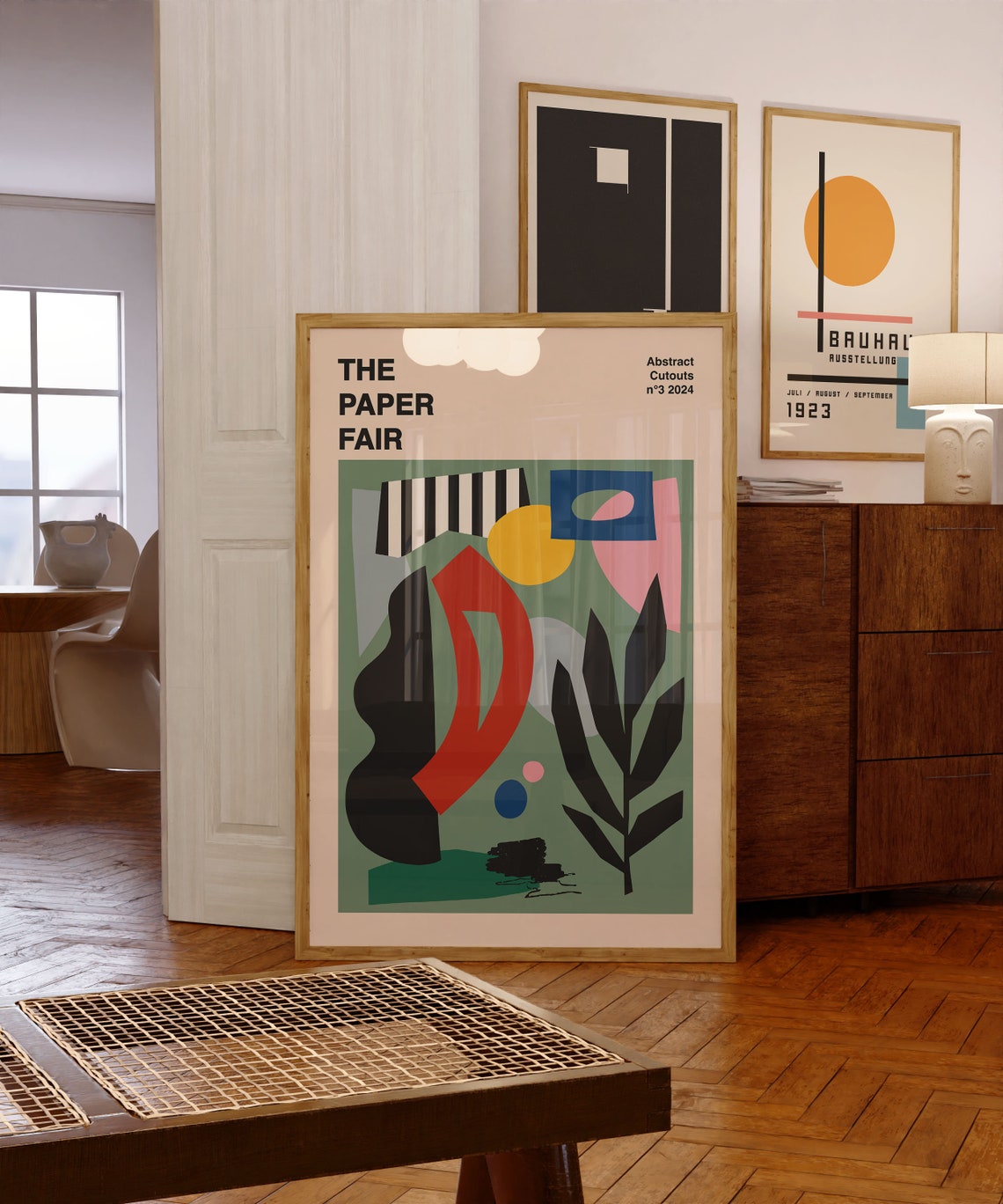The Paper Fair Abstract Cutouts No 3 Sage Green Modern Art Poster - Image 2