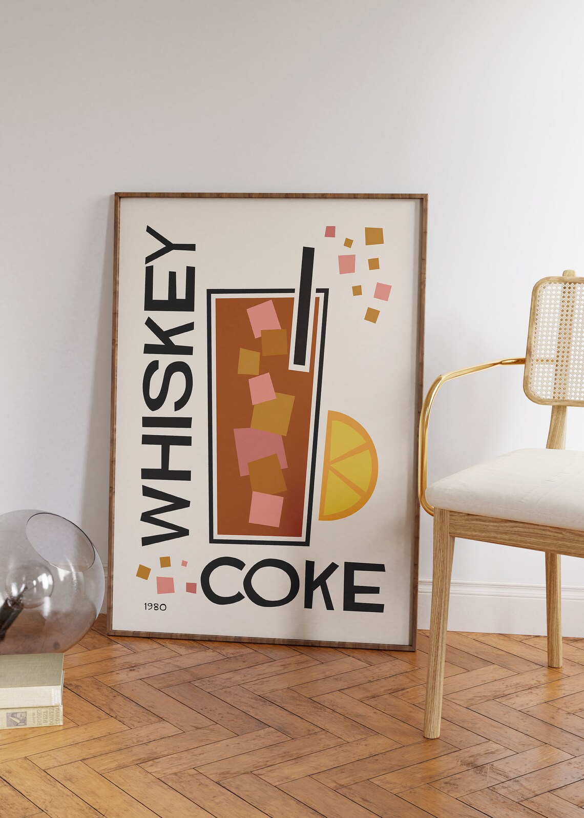 Retro Cocktail Whiskey Coke Mid-Century Poster - Image 2