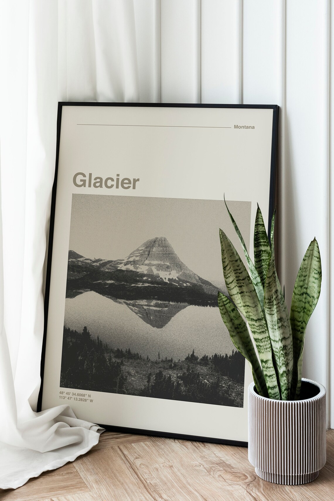 Glacier National Park Montana Mountain Lake Reflection Photo Poster - Image 2
