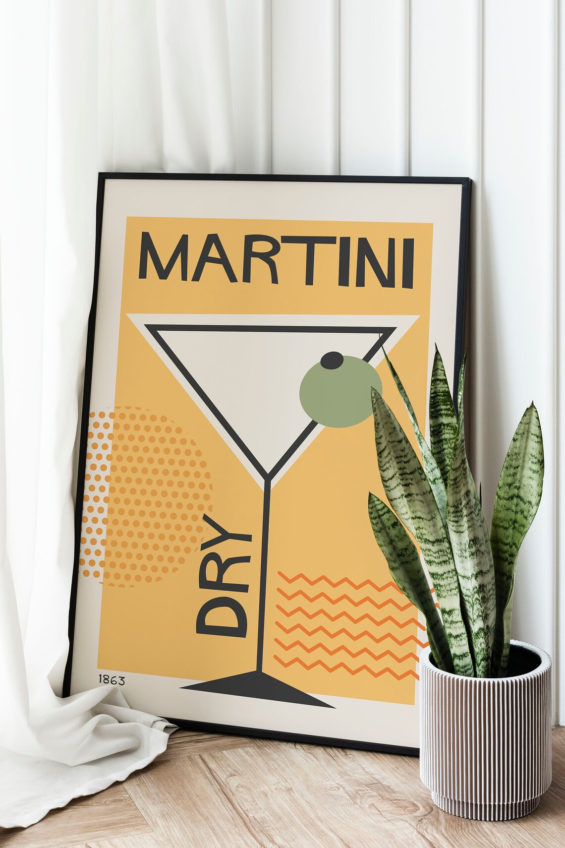 Martini Dry Cocktail Retro Poster, Mid-Century Modern - Image 2