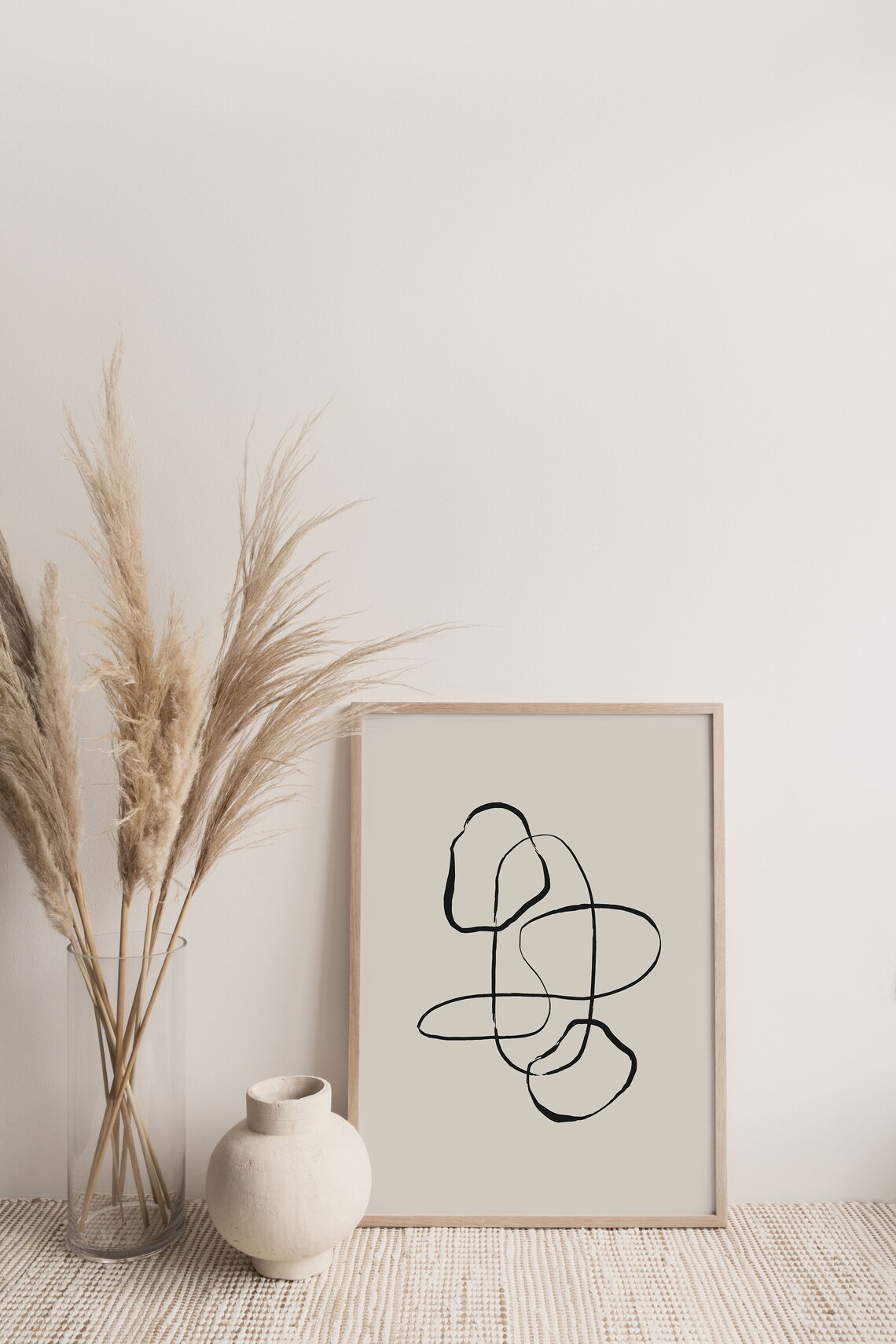 One Line Art Brush Stroke Print Abstract Minimalist Doodles Art Neutral Aesthetic Poster - Image 3