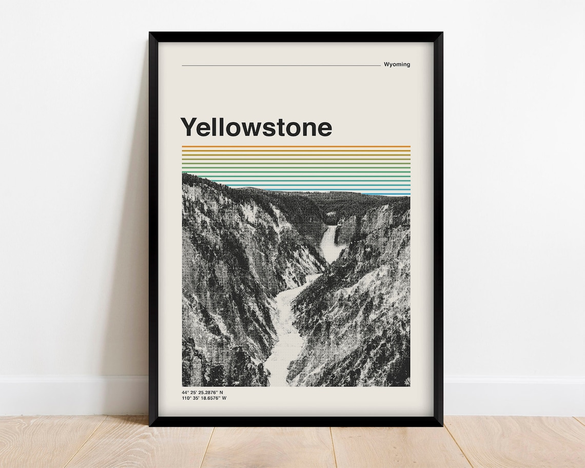 Yellowstone National Park Retro Mid-Century Travel Poster
