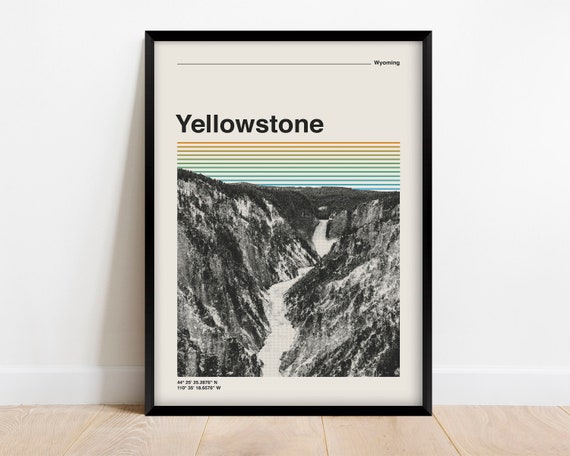 Yellowstone National Park Retro Mid-Century Travel Poster