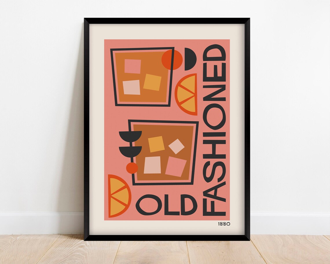 Old Fashioned Cocktail Retro Kitchen Art Print