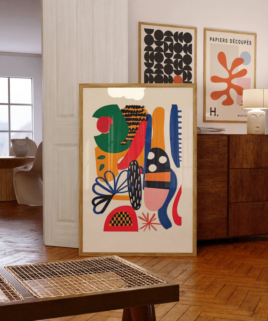 Matisse Style Colorful Abstract Organic Shapes Papercut Art Poster