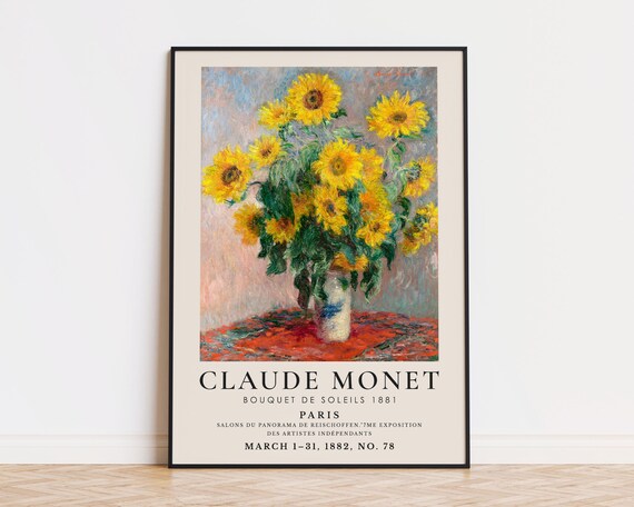 Claude Monet Sunflower Painting Art Print, Exhibition Poster