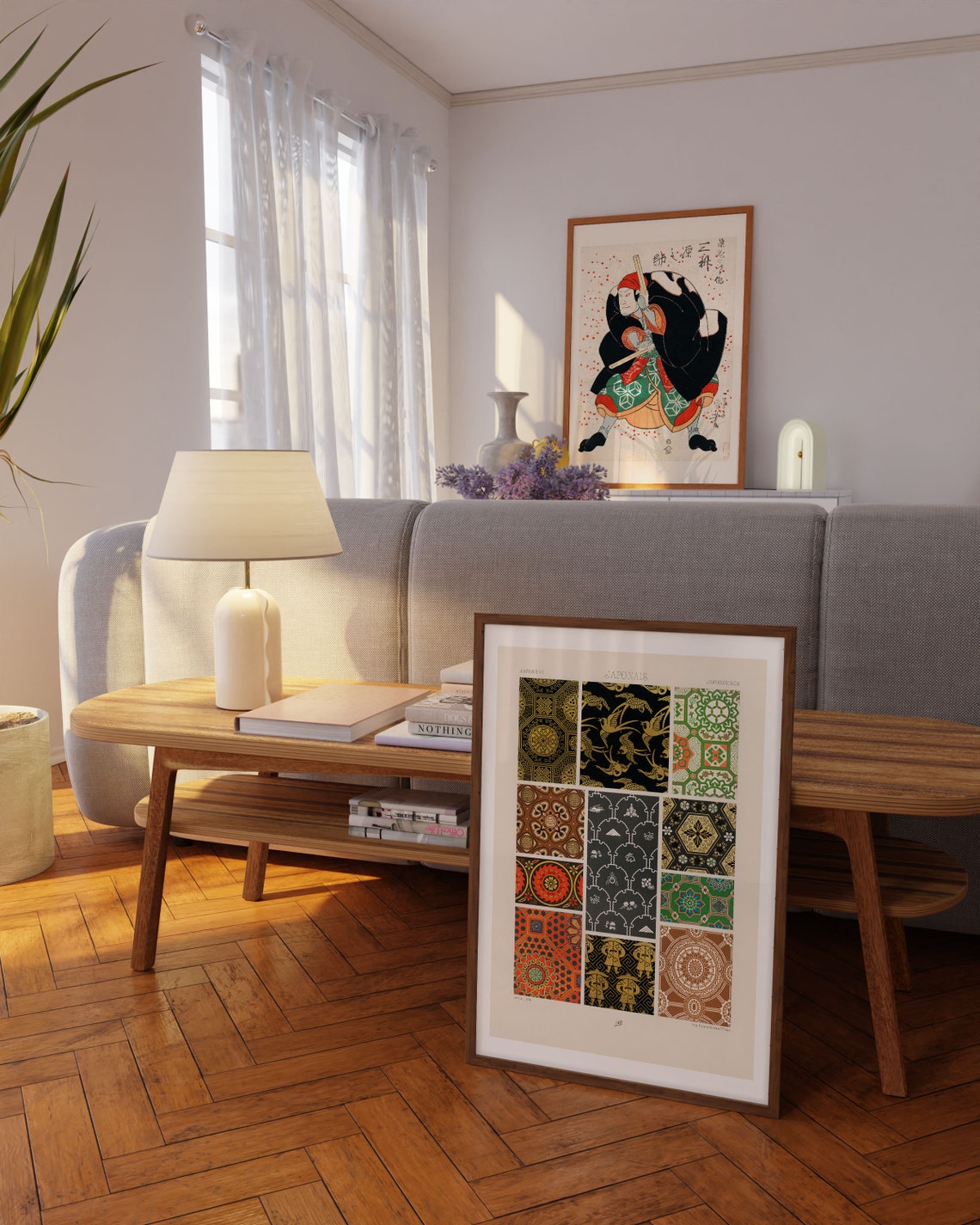 Japonais Japanese Ornament Pattern Grid Vintage Decorative Print - Image 3