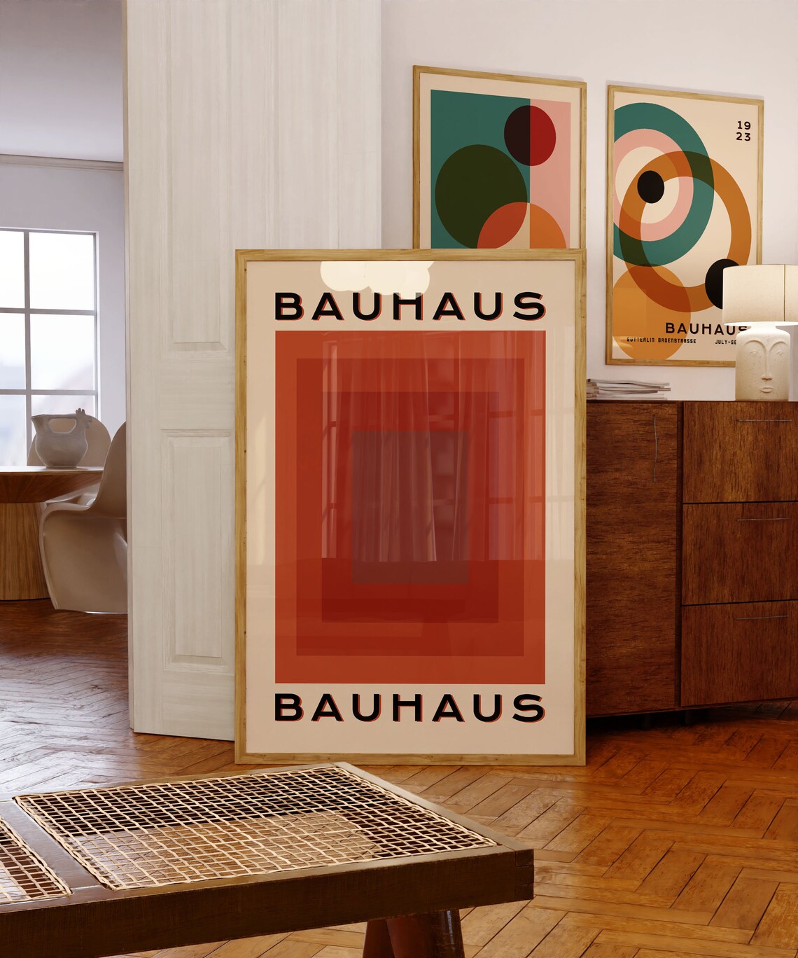 Bauhaus Retro Geometric Poster, Mid-Century Modern