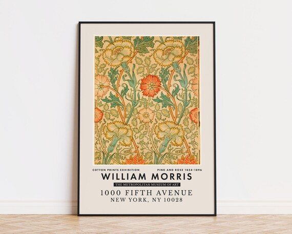 William Morris Pink and Rose Botanical Floral Exhibition Poster