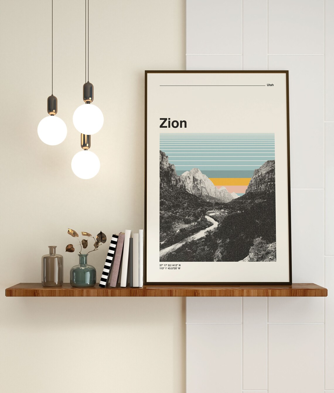 Zion National Park Retro Travel Poster, Utah Mountains - Image 3