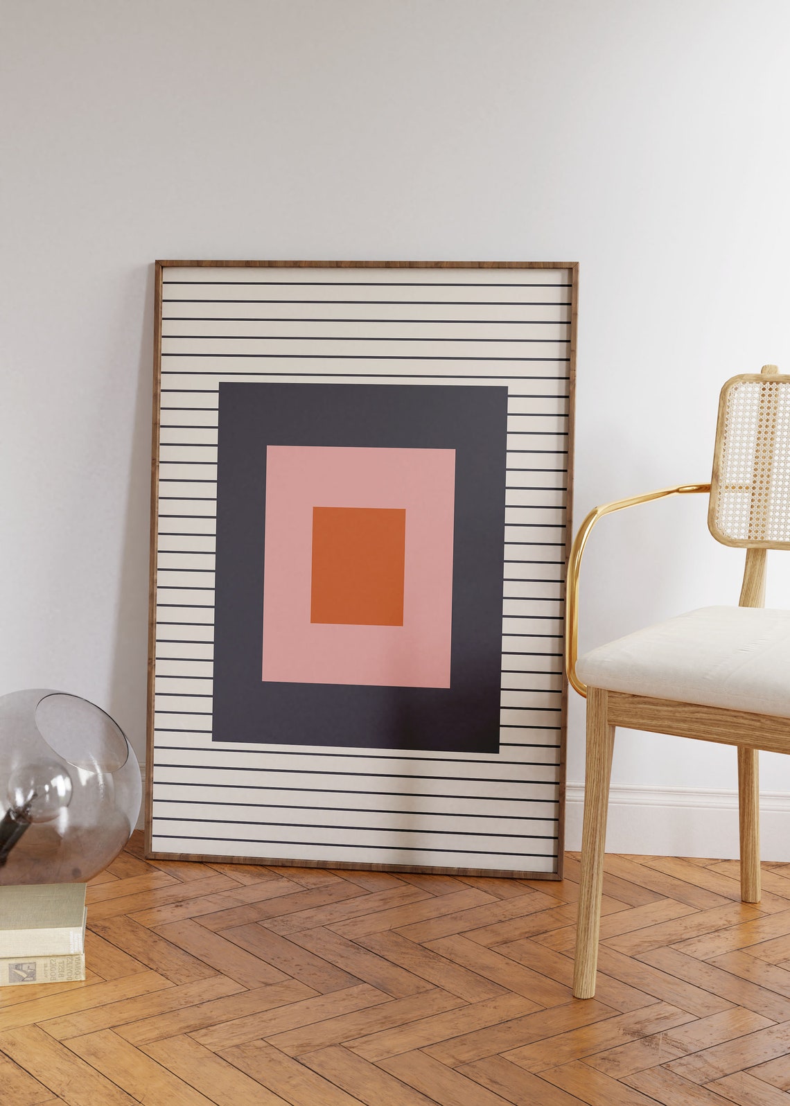 Bauhaus Geometric Concentric Squares Striped Minimalist Art Print - Image 2