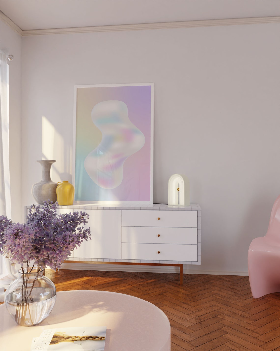 Iridescent 3D Bubble Blob Y2k Aesthetic Pastel Gradient Poster - Image 2