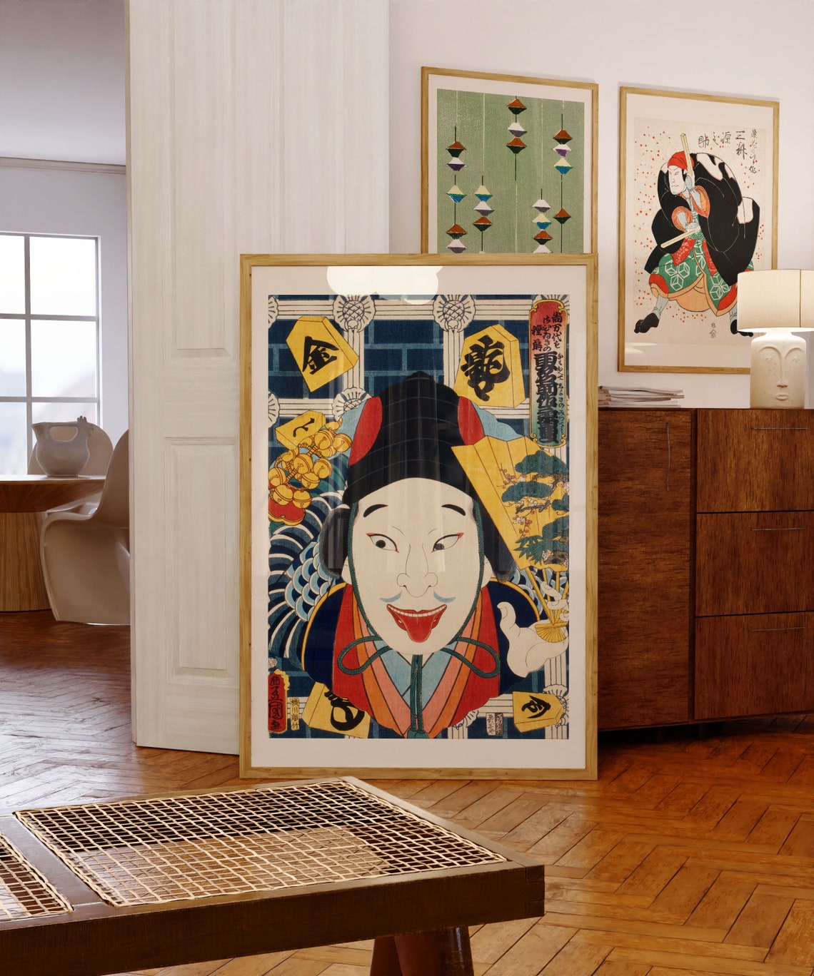Vintage Japanese Kabuki Actor Ukiyo-e Woodblock Style Portrait Poster - Image 2