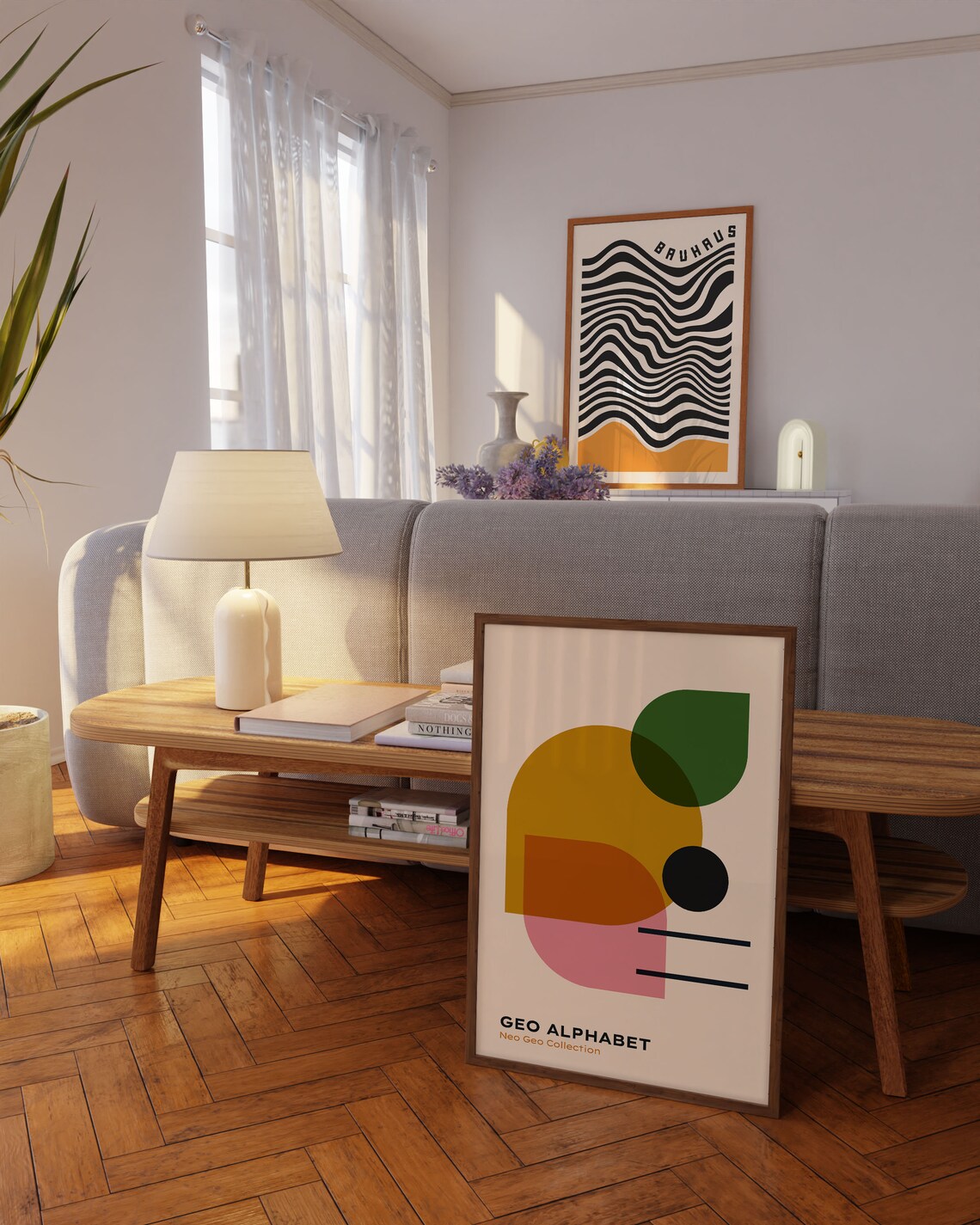 Retro Bauhaus Abstract Poster, Mid-Century Modern - Image 2