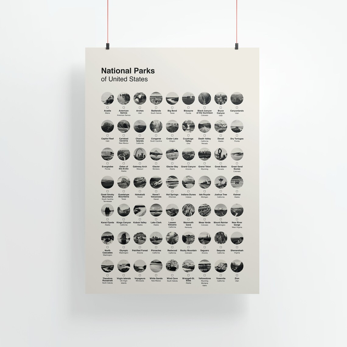 Us National Park Checklist Minimalist Travel Poster - Image 2