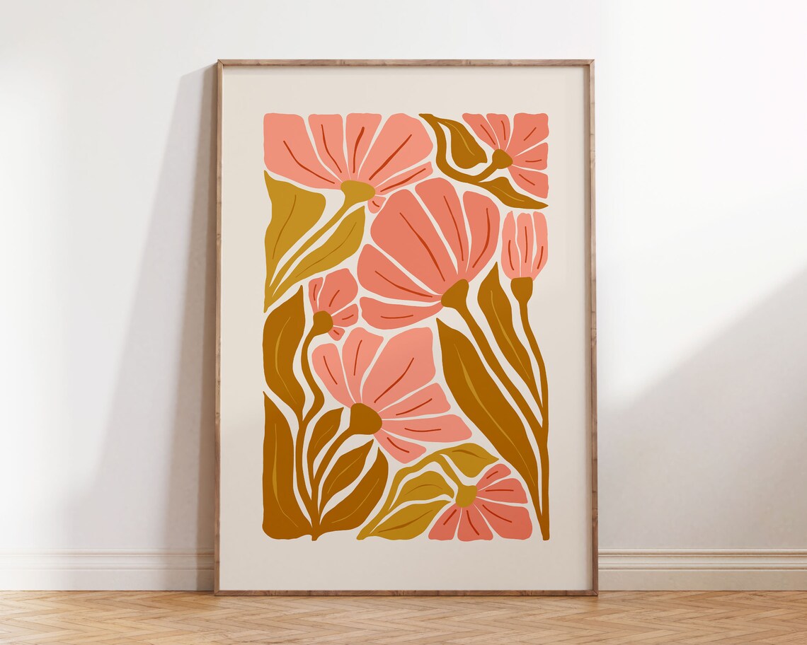 Abstract Flower Girly Preppy Wall Art Print