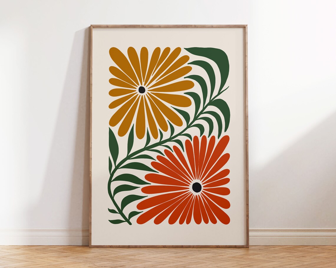 Groovy Flower Retro Floral Art Print, Botanical