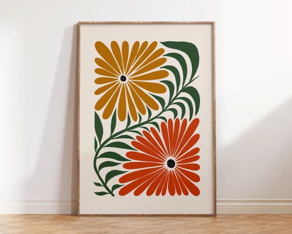 Groovy Flower Retro Floral Art Print, Botanical