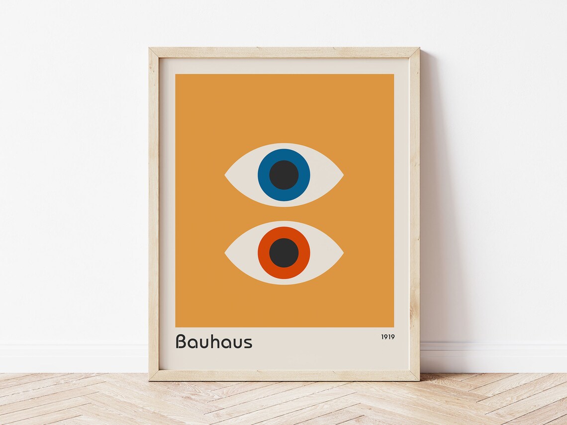 Bauhaus Exhibition Poster, Retro Eyes On Yellow Print - Image 2