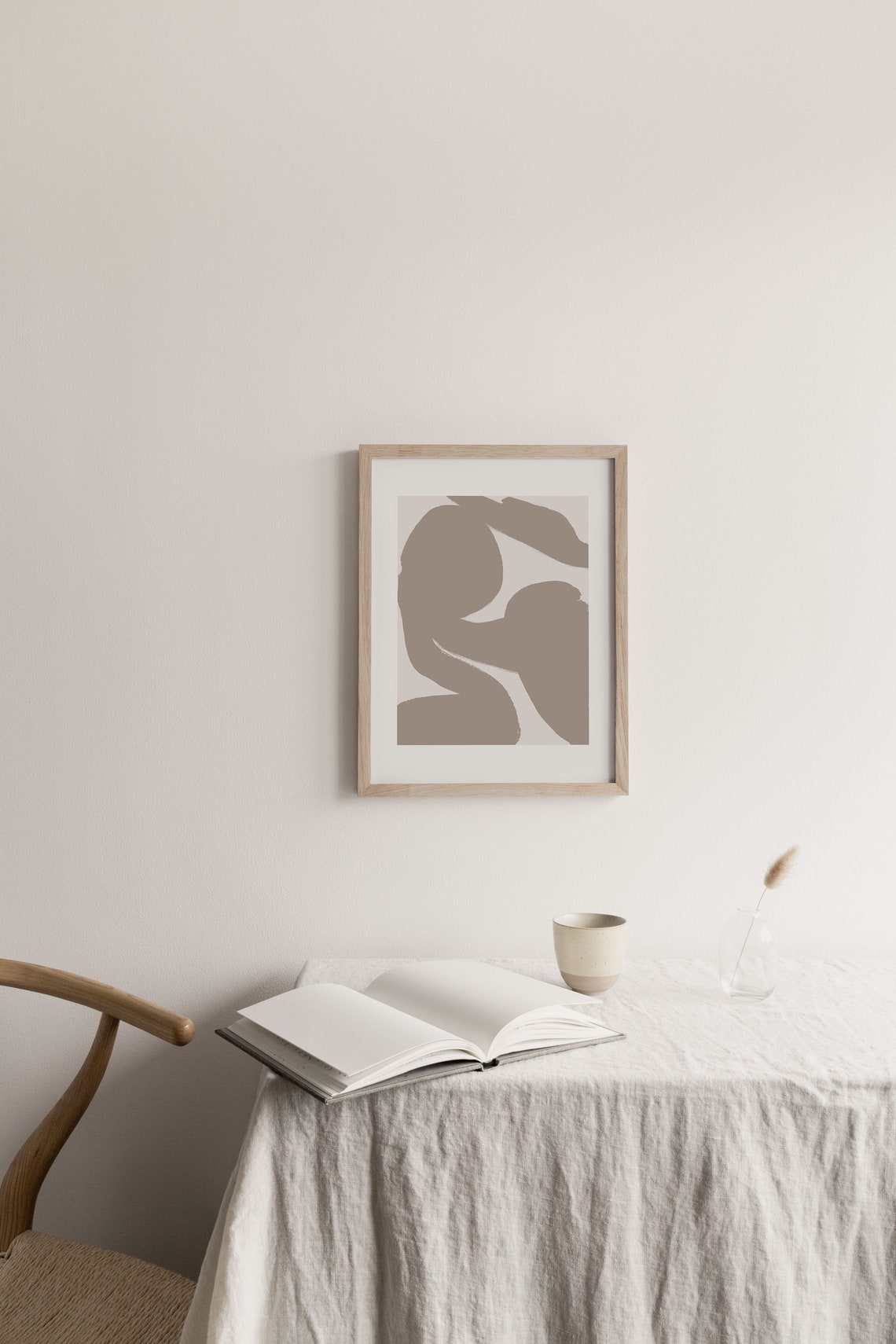Warm Beige Neutral Abstract Organic Shapes Minimalist Wall Print - Image 2