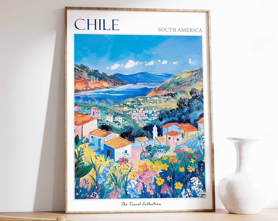Chile Poster Travel Print Tropical Decor Botanical Latin South Chilean Art Gift